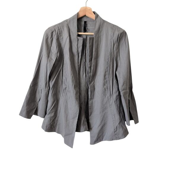 Porto San Francisco Blazer Jacket Size 1 Small Gray Linen Rayon Lagenlook Chic - Picture 1 of 8